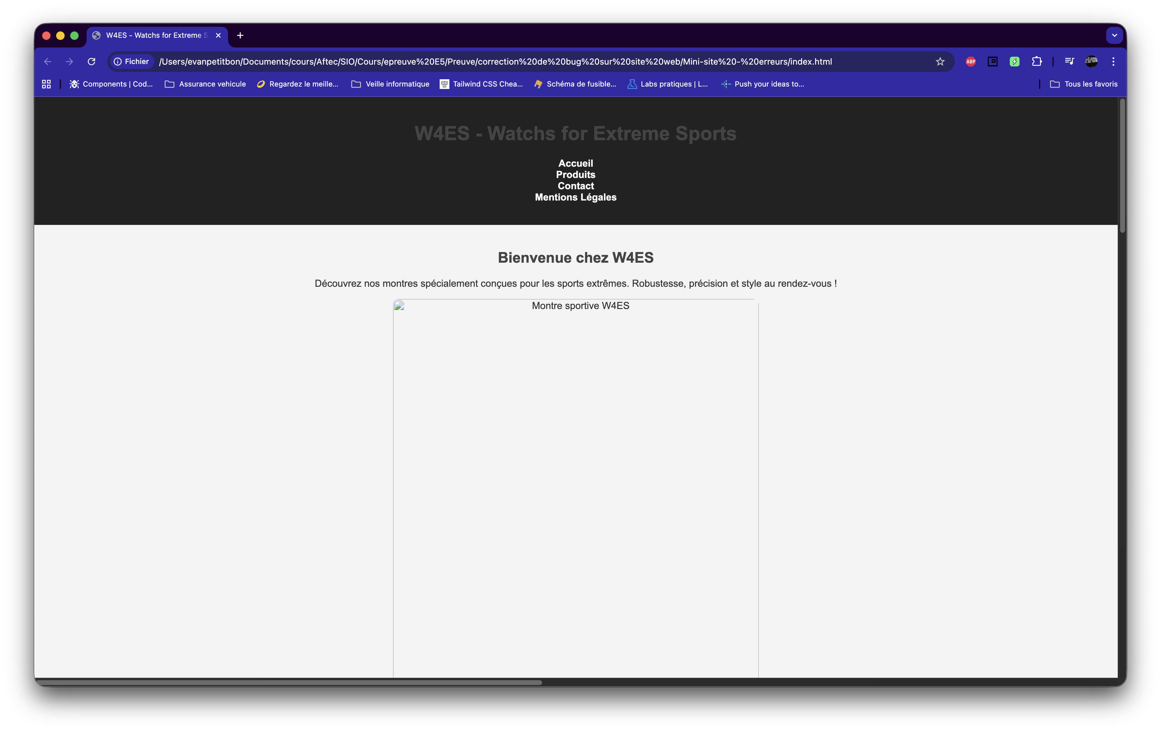 Image du site erronée